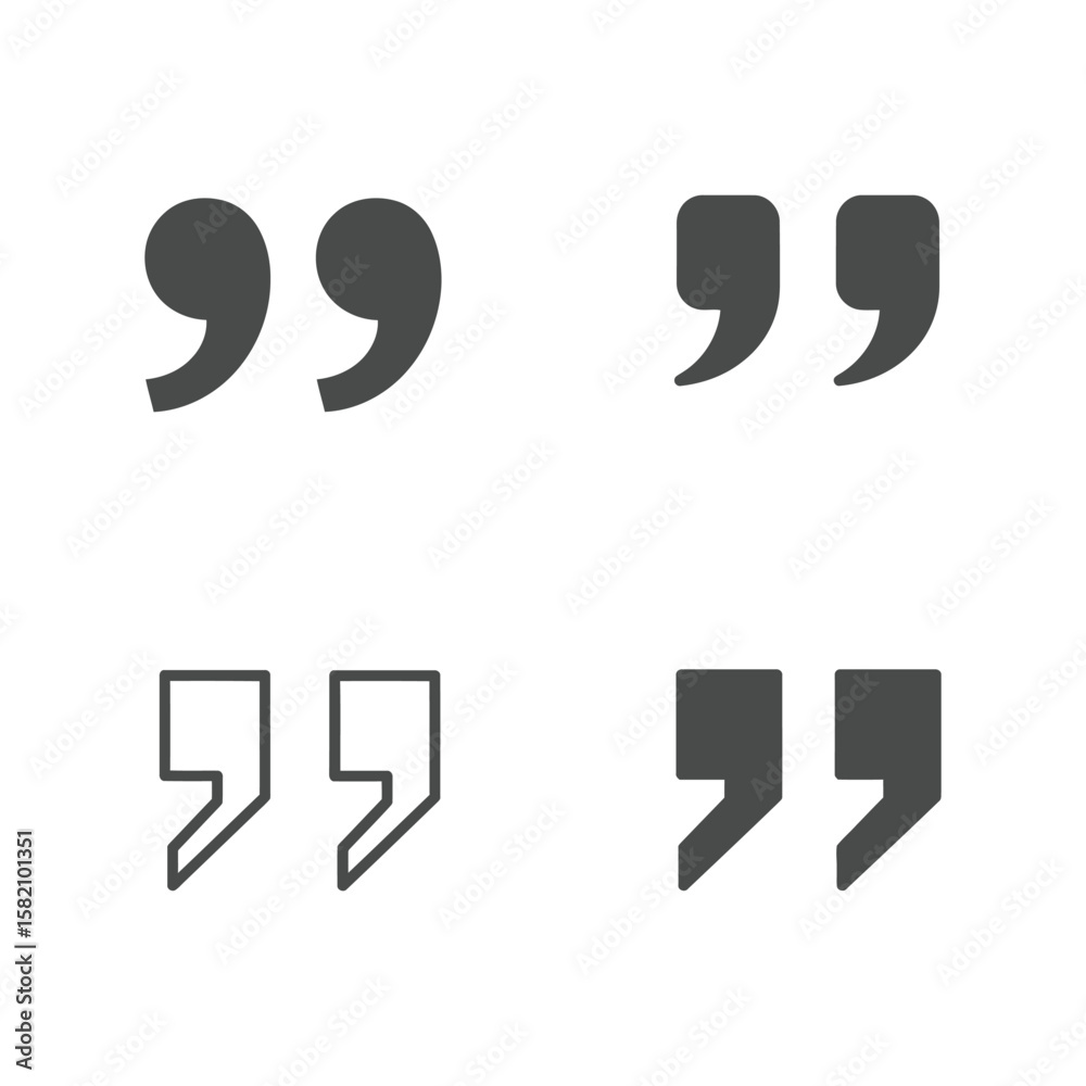 Fototapete quotation marks vector icon set, testimonial and citation symbols for text and dialogue