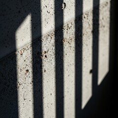 Close-Up of Concrete Wall Texture with Vertical Shadow Lines in Minimalist Architecture