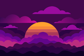 Obraz premium deep purple sunset with glowing clouds