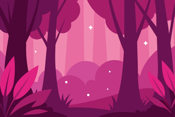 pink leafed forest with dreamy lighting