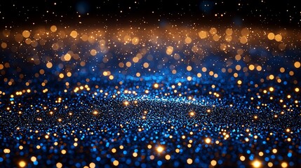 Naklejka premium Elegant Bokeh Effect with Shimmering Lights on Dark Blue Background