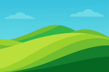 sloping grassy hills rolling into the horizon