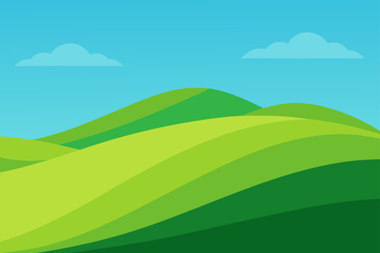 sloping grassy hills rolling into the horizon