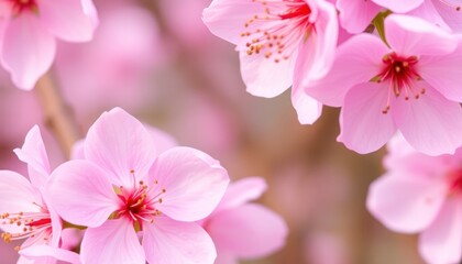 Close-up of beautiful pink cherry blossoms in full bloom during springtime