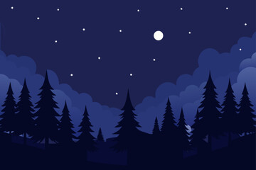 Fototapeta premium starry night with silhouetted pine forest