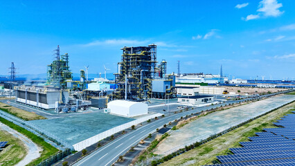Fototapeta premium Biomass power plant aerial view