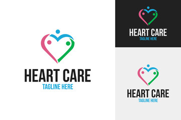 People care with love logo design template vector illustration