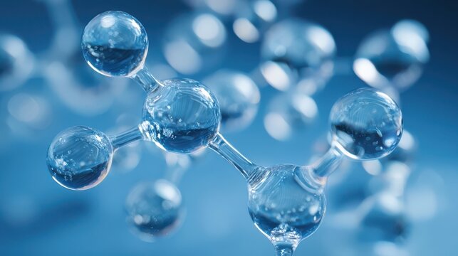 Molecular Structure with Transparent Spheres in Blue Gradient