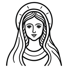 Virgen Mary Our Lady of Guadalupe , black white vector