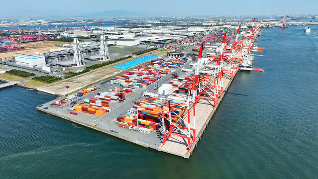 Aerial view of container yard