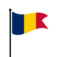 Flag of Chad. Chad flag computer digital vector illustration icon design. Fluttering flagpole flag.