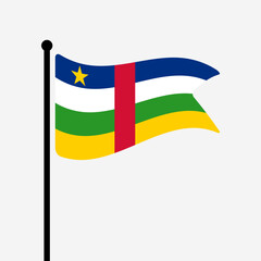Flag of Central African Republic. Central African Republic flag computer digital vector illustration icon design. Fluttering flagpole flag.