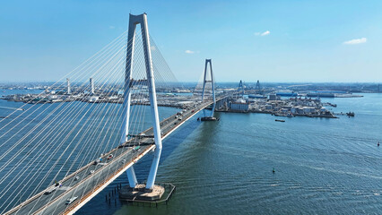 Aerial view of bridge and road scenery
