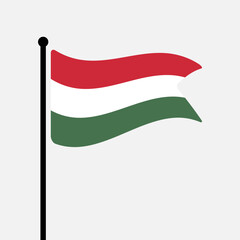 Flag of Hungary. Hungary flag computer digital vector illustration icon design. Fluttering flagpole flag.