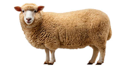 Golden Fleece: A stunning, studio-shot portrait of a sheep, showcasing its thick, fluffy fleece in all its glory, exudes a sense of warmth, comfort and farm-fresh charm.
