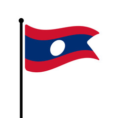Flag of Laos. Lao flag computer digital vector illustration icon design. Fluttering flagpole flag.