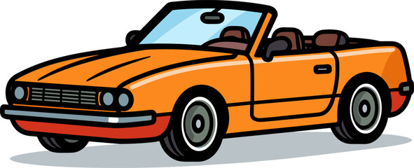 Fototapeta premium Vintage Orange Convertible Car Illustration
