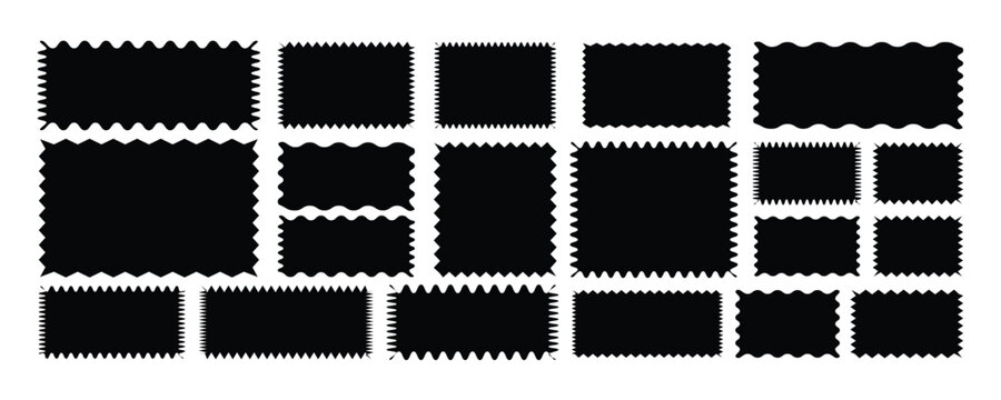 Zig zag edge rectangle shape, colorful collection. Different shapes and sizes frame with zigzag edge.
