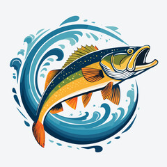 Crappie in a Whimsical Scene with Vibrant Swirl Motions All Around.