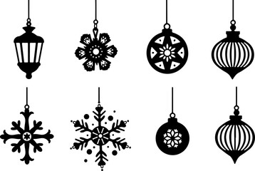 Ornate Hanging Lanterns & Decorative Elements Vector