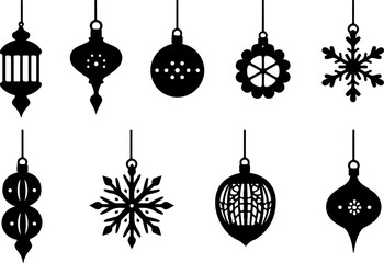 Ornate Hanging Lanterns & Decorative Elements Vector