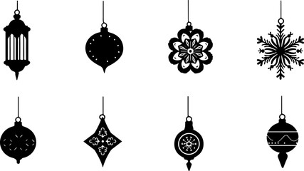 Ornate Hanging Lanterns & Decorative Elements Vector