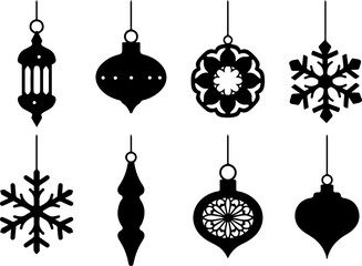 Ornate Hanging Lanterns & Decorative Elements Vector