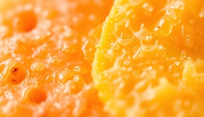 Close-up of delicious orange fruit slices with visible texture and details