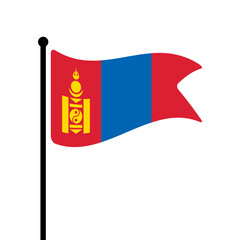 Naklejka premium Flag of Mongolia. Mongolia flag computer digital vector illustration icon design. Fluttering flagpole flag.
