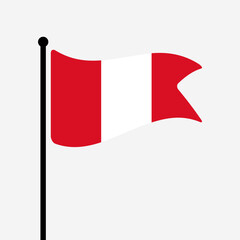 Flag of Peru. Peru flag computer digital vector illustration icon design. Fluttering flagpole flag.
