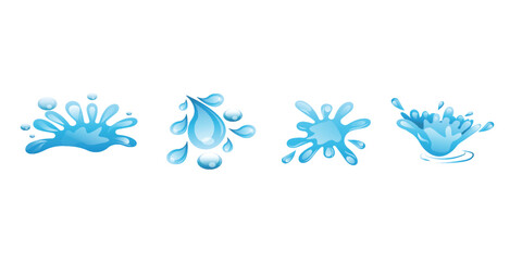Water drop and splashes in flat style modern vector ilustration