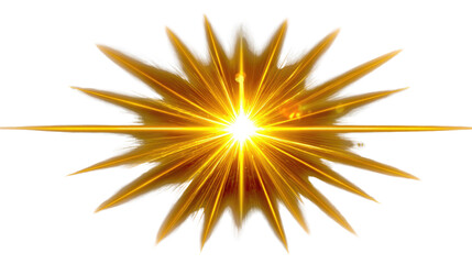 Solar Flare: A radiant burst of golden light. This captivating visual showcases a celestial sunburst, emitting a powerful, brilliant glow with sharp lines.