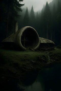 Abandoned villa in the middle of the forest 