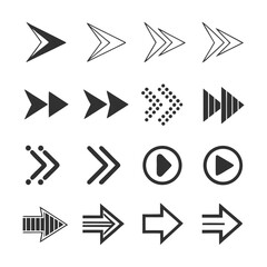 Arrows set of black icons. Arrow icon. Arrow vector collection. Arrow. Cursor. Modern simple arrows. Vector illustration.