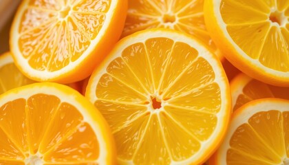 Close-up of Fresh Orange Slices: A Vibrant and Healthy Food Background