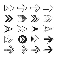 Arrows set of black icons. Arrow icon. Arrow vector collection. Arrow. Cursor. Modern simple arrows. Vector illustration.