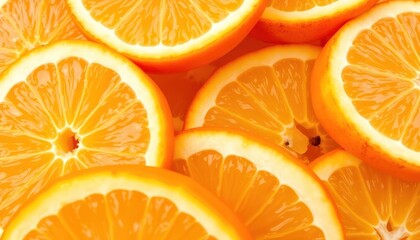 Close-up of fresh orange slices forming a vibrant, healthy food background