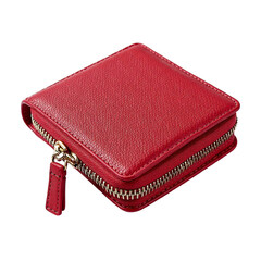 Fashion wallet zipper red isolated, Designer accessory item, Stylish money holder, Compact carry gear, Bold outfit prop