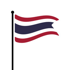 Flag of Thailand. Thailand flag computer digital vector illustration icon design. Fluttering flagpole flag.
