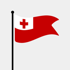 Flag of Tonga. Tonga flag computer digital vector illustration icon design. Fluttering flagpole flag.