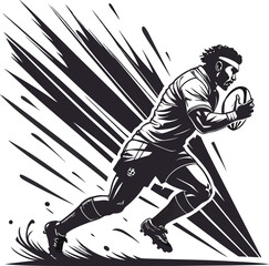 Obraz premium Vector illustration of a young baseball player running with a ball, embodying the spirit of sport and competition