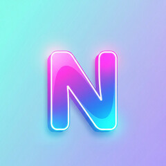 A stylized letter, in a vibrant neon gradient of hot pink and electric blue, with a soft glowing outline