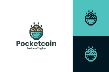 pocket coin saving logo vector