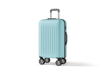 Modern Blue Hard Shell Luggage Suitcase with Spinner Wheels Isolated on White Background

