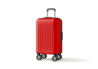 Modern Blue Hard Shell Luggage Suitcase with Spinner Wheels Isolated on White Background

