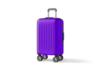 Modern Blue Hard Shell Luggage Suitcase with Spinner Wheels Isolated on White Background

