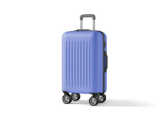 Modern Blue Hard Shell Luggage Suitcase with Spinner Wheels Isolated on White Background

