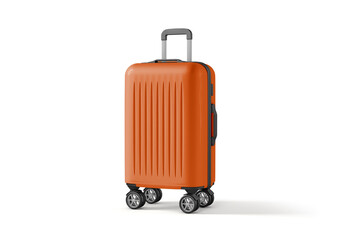 Modern Blue Hard Shell Luggage Suitcase with Spinner Wheels Isolated on White Background

