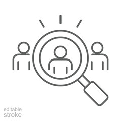 Candidate Selection Icon. Outline Style. Editable Stroke Vector. Human Resource Choosing Person from Group. Talent Acquisition, Hiring Process, Labor Shortage and Recruitment Concept Illustration.
