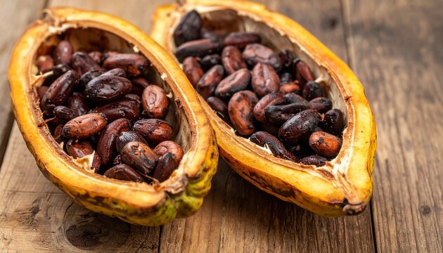Processed cocoa beans are in the shell, empty of cocoa.